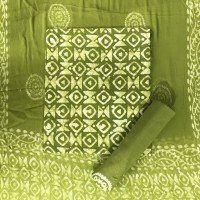 khaki-green-hand-block-batik-print-suit