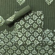 Lunar Green Color Hand Block Batik Print Cotton Suit
