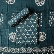 Pickled Bluewood Color Discharge Print Cotton Suit With Qureshia Work Dupatta