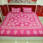 Hibiscus Color, Hand Block Batik Queen Size Bedsheet