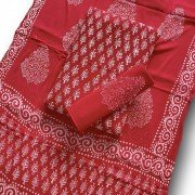 Deep Carmine Color, Indonesian Style Batik Print Suit