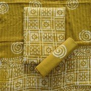 Yellowish Brown, Hand Block Batik Print Suit