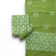 Khaki Green, Hand Block Batik Print Cotton Suit