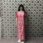 Pinkish Red, Soft Cotton Hand Made Batik Gown