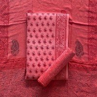 brink-pink-color-hand-block-printed-pigment-cotton-suit-with-fancy-linen-dupatta