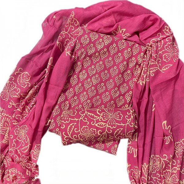 Deep Rose, Hand Block Printed Dabu Discharge Suit