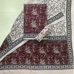 Dark Sienna Color Hand Printed Kalamkari Cotton Suit