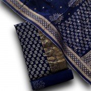 Ebony Color Discharge Print Pure Dora Silk Fabric Banarsi Suit