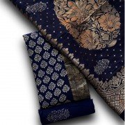Mirage Color Discharge Print Pure Dora Silk Fabric Banarsi Suit