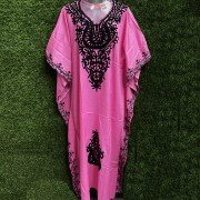 Persian Pink Rayon Fabric Ari Work Pattern Kaftan