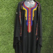 Black Rayon Fabric Ari Work Pattern Kaftan With Dupatta