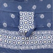 Rhino Color Wax Batik Hand Block Printed Multi Color Cotton Fabric Suit With Cotton Dupatta