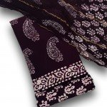 Gondola Color Hand Block Wax Indonesian Batik Print Rayon Suit With Chiffon Dupatta