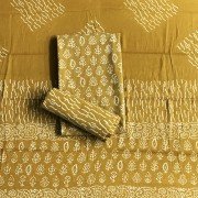 Luxor Gold Color Discharge Print Hand Block Cotton Suit