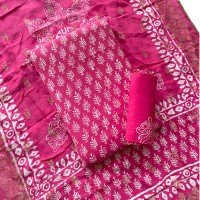 burnt-pink-hand-block-print-wax-batik-heavy-silk-suit-with-dora-silk-banarsi-dupatta