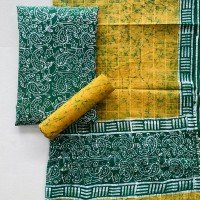 bottle-green-beautiful-copper-block-printed-wax-batik-indonesian-style-pure-cotton-suit-with-cotton-dupatta