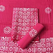 Deep Rose Color Hand Block Batik Print Cotton Suit