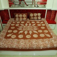 Nutmeg Color, Hand Block Batik Queen Size Bedsheet