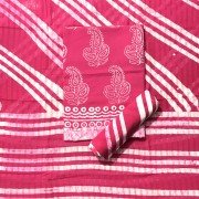 Cerise Pink Color Indonesian Style Batik Print Cotton Suit