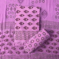 Sky Magenta Color Jaipuri Hand Block Pigment Print Rayon Suit