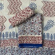 Nile Blue Color Hand Block Indigo Print Kalamkari Cotton Suit
