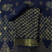 Mirage Color Discharge Print Silk Suit With Silk Banarasi Dupatta