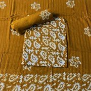 Muddy Brown Color Hand Block Batik Print Cotton Suit