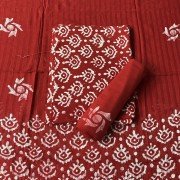 Falu Red Color Hand Block Batik Print Cotton Suit