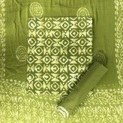 Khaki Green Hand Block Batik Print Suit