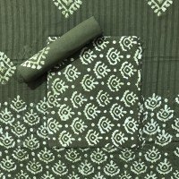 Lunar Green Color Hand Block Batik Print Cotton Suit