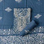 Blue Bayoux Color Lucknowi Work Batik Print Cotton Suit
