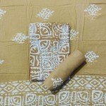 Dull Brown Lucknowi Work Batik Print Cotton Suit