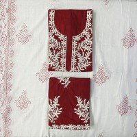 Persian Plum Color Lucknowi Style Work Cotton Suit