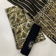 Woodsmoke Color Hand Block Wax Batik Rayon Suit With Chiffon Dupatta