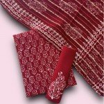 Merlot Color Indonesian Style Batik Hand Block Printed Pure Muslin Fabric Suit With Georgette Zari Dupatta