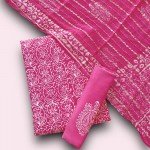 Cranberry Color Indonesian Style Batik Hand Block Printed Pure Muslin Fabric Suit With Georgette Zari Dupatta