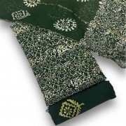 Dark Gungle Green Hand Block Wax Indonesian Batik All Over Print Rayon Suit With Chiffon Dupatta