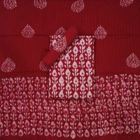 Merlot Color Wax Batik Hand Block Print Cotton Suit With Cotton Dupatta