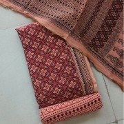 Tumbleweed Color Hand Block Printed Bagh Print Muslin Suit With Chiffon Zari Dupatta