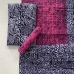 Mirage Color Beautiful Copper Block Printed Wax Batik Indonesian Style Pure Cotton Suit With Cotton Dupatta