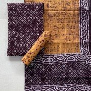 Gondola Color Beautiful Copper Block Printed Wax Batik Indonesian Style Pure Cotton Suit With Cotton Dupatta