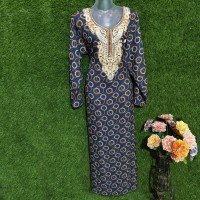 Cloud Burst Color Thread Embroidery Work Alpine Fabric Gown